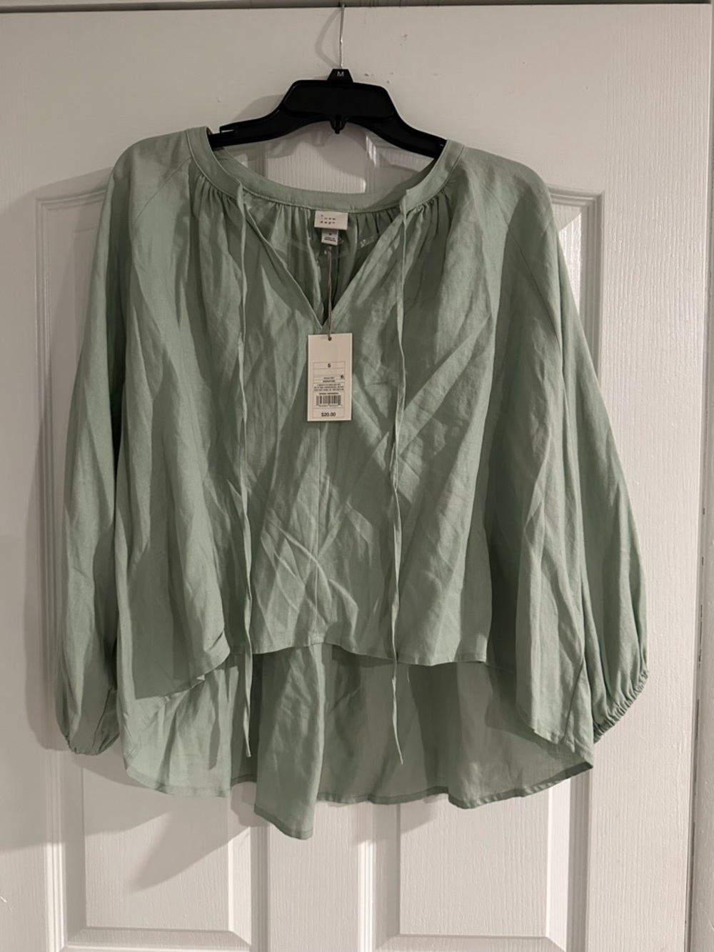 a new day Light Sage Peasant Tunic Blouse